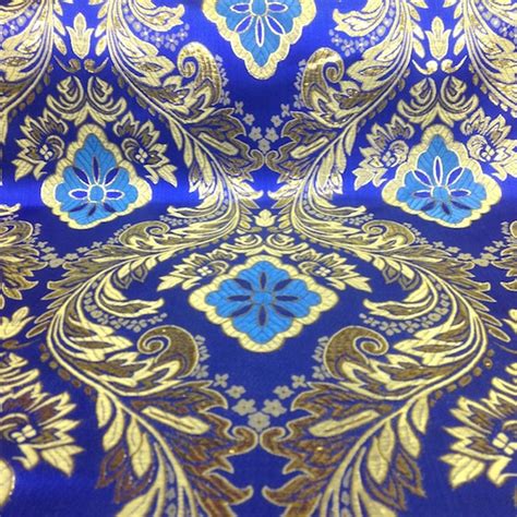 gold metallic brocade fabric|blue and gold brocade fabric.